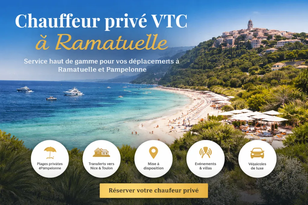 Chauffeur privé VTC à Ramatuelle – service haut de gamme vers Pampelonne et Saint-Tropez