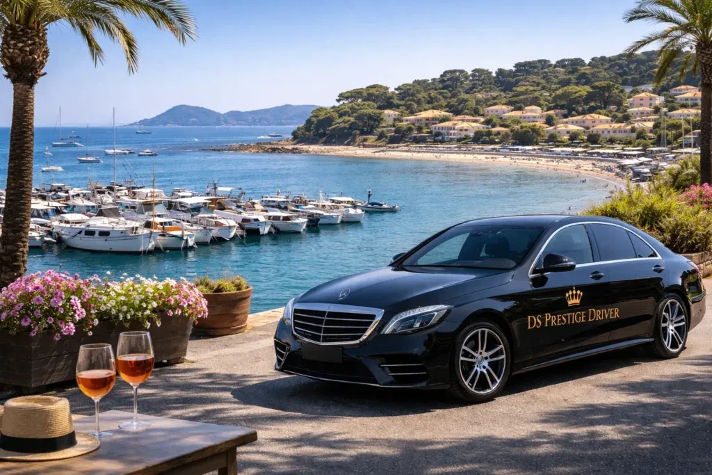 voiture chauffeur privé VTC DS Prestige Driver au Pradet avec vue sur le port et la côte varoise