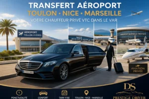 Chauffeur privé VTC avec Mercedes Classe S pour transfert aéroport Toulon Nice Marseille service haut de gamme