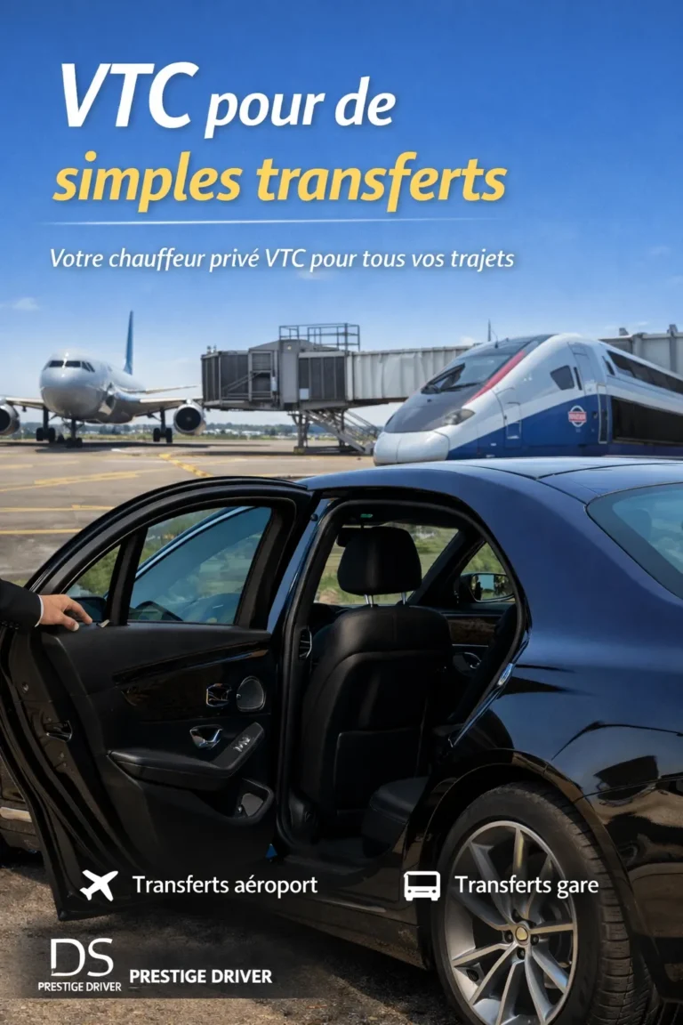 VTC pour transferts aéroport et gare avec chauffeur privé DS Prestige Driver véhicule haut de gamme