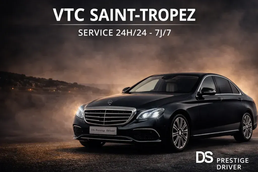 VTC Saint-Tropez Mercedes Classe E de nuit service chauffeur haut de gamme 24h/24