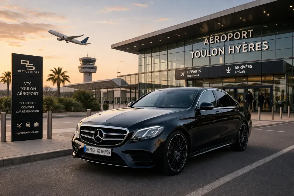 VTC aéroport Toulon Hyères DS Prestige Driver transfert aéroport voiture luxe