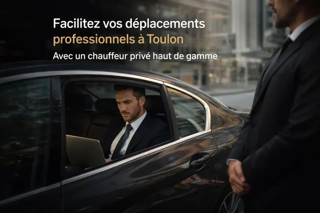 Chauffeur privé à Toulon transportant un client professionnel dans une voiture haut de gamme pour un déplacement business confortable et discret